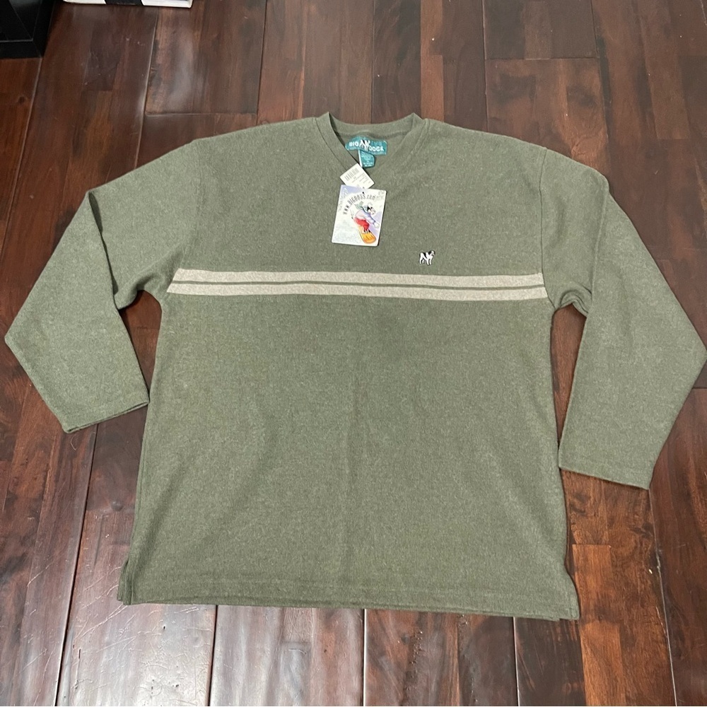 NWT Vintage Big Dogs Vneck Sweater Men’s Size 2X Green Stripes